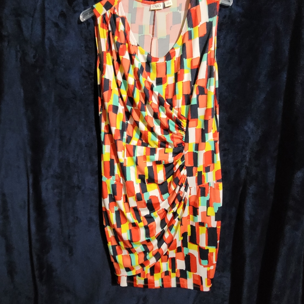 CATO, Multicolor Dress, Size L, Length 37" width 20", Fabric is stretchy